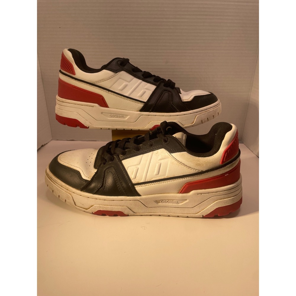 Decibel Mens Size 10.5 Sneakers White Black Red Casual‎ Athletic Shoes